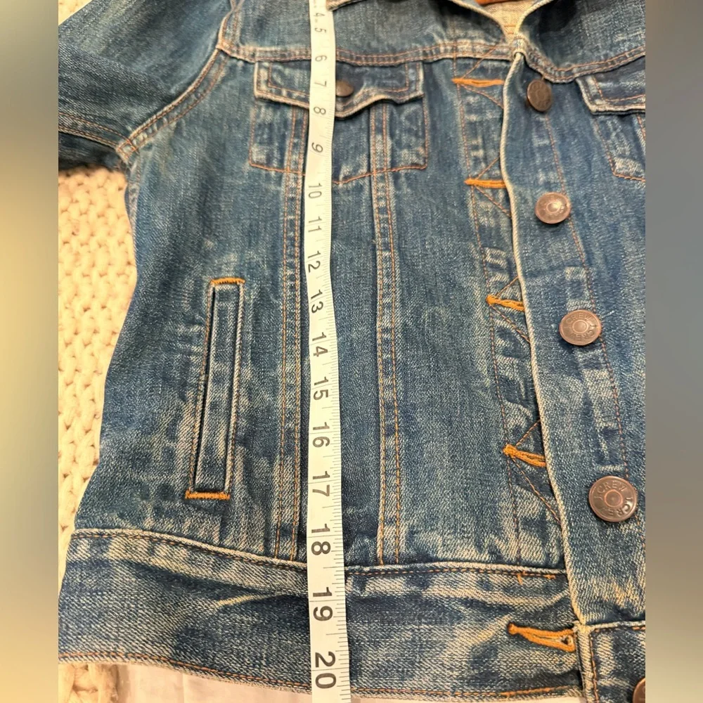 J.Crew Indigo Denim Trucker Jacket Women Small Medium Wash Blue Jean Coat‎